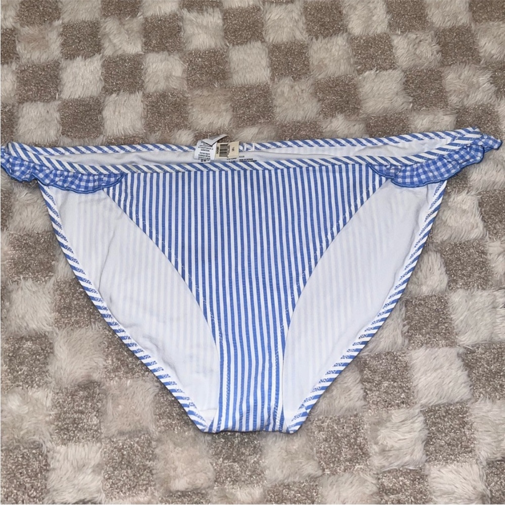 Aerie swim Blue and White Striped Bikini Bottom size Large